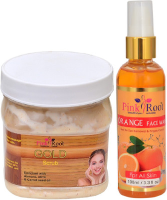 

Pink Root GOLD SCRUB 500ML WITH ORANGE FACE WASH 100ML(Set of 2)