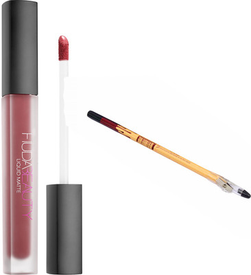 

Huda Beauty Professional Long lasting Liquid Matte Cheerleader Colour Lipstick with Eye Kajal(Set of 2)