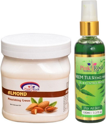 

Pink Root ALMOND CREAM 500ML WITH NEEM FACE WASH 100ML(Set of 2)