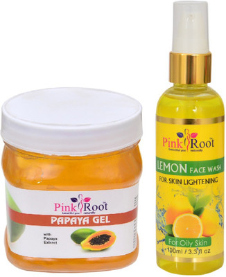 

Pink Root PAPAYA GEL 500ML WITH LEMON FACE WASH 100ML(Set of 2)