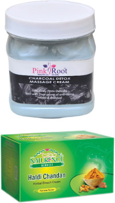 

Pink Root CHARCOAL CREAM 500ML WITH NATURENCE HALDI CHANDAN BLEACH 200G(Set of 2)