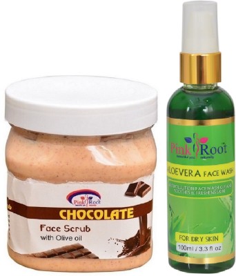 

Pink Root CHOCOLATE SCRUB 500ML WITH ALOEVERA FACE WASH 100ML(Set of 2)