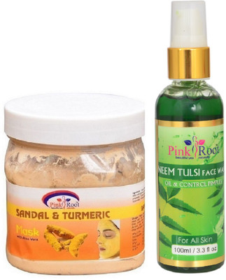 

Pink Root SANDAL MASK 500ML WITH NEEM FACE WASH 100ML(Set of 2)