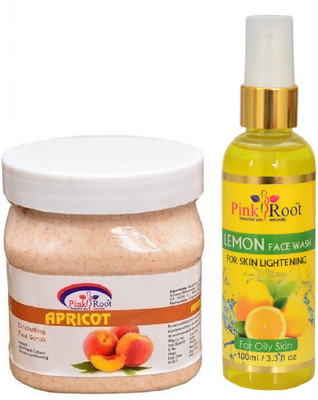 

Pink Root APRICOT SCRUB 500ML WITH LEMON FACE WASH 100ML(Set of 2)