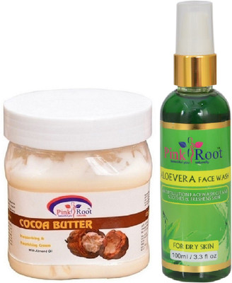 

Pink Root COCOA BUTTER CREAM 500ML WITH ALOEVERA FACE WASH 100ML(Set of 2)