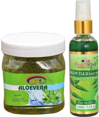 

Pink Root ALOEVERA SCRUB 500ML WITH NEEM FACE WASH 100ML(Set of 2)