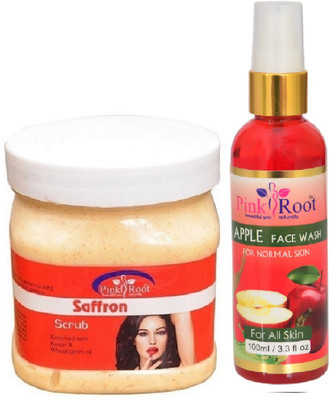 

Pink Root SAFFRON SCRUB 500ML WITH APPLE FACE WASH 100ML(Set of 2)