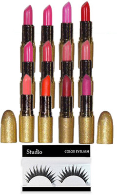 

studio Eyelashes With Mac Professional Mariah Caray Lipstick Multicolour Pack of 12(Set of 13)