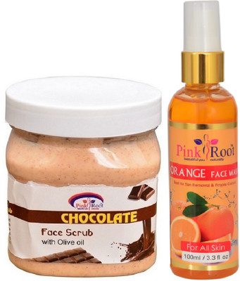 

Pink Root CHOCOLATE SCRUB 500ML WITH ORANGE FACE WASH 100ML(Set of 2)