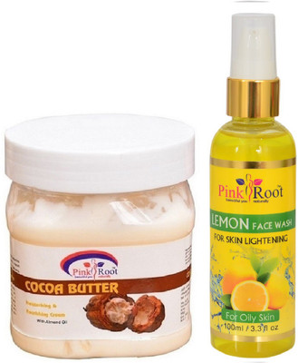 

Pink Root COCOA BUTTER CREAM 500ML WITH LEMON FACE WASH 100ML(Set of 2)