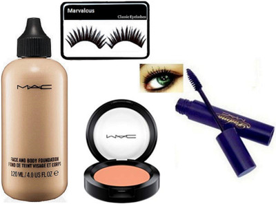 

Marvalous Eyelashes With mac face and body foundation , blusher with mascara(Set of 4)