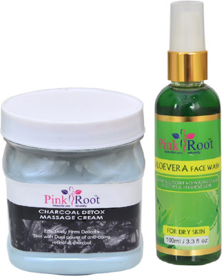

Pink Root CHARCOAL CREAM 500ML WITH ALOEVERA FACE WASH 100ML(Set of 2)