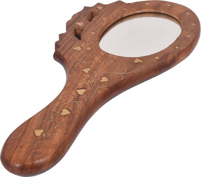 

Craft Trade Designer Brown Wooden Hand Mirror