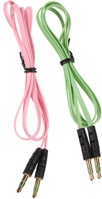 

JRONIX 2 Pec (3.3ft/1m) - 3.5mm Male to Male Audio Cables for Car/Auto Stereo(s) Speaker(s), Headphone(s), Mp3 Player AUX Cable Mono Audio Cable(Audio & Video, Green, Pink)