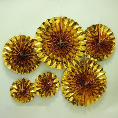 

BashNSplash Gold paper fan set - 6