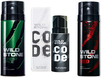 

Wild Stone RED DEODORANT 150 ML+CODE PLATINUM DEODORANT 120 ML+FOREST SPICE DEODORANT 150 ML Deodorant Spray - For Men(150 ml, Pack of 3)