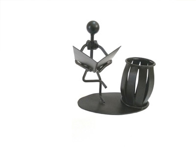 

Shoptreed 1 Compartments Decorative Desk Organizer Bookman Metal Pen Holder(Black)