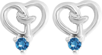 

MJ 925 Heart Design Blue CZ Embellished Sterling Silver Stud Earring