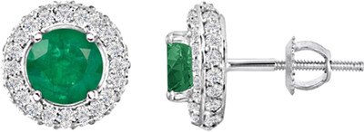 

SilverDew Rhodium Plated 14ct Round Green Halo Stud Earring Party & Anniversary Wear For Women's And Girl's Emerald Sterling Silver Stud Earring