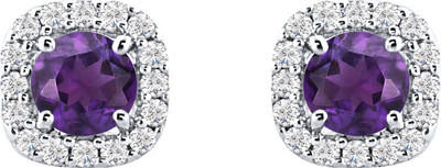 

SilverDew New Halo 14kt White Rhodium Plated Round Cut Purple Amethyst Center Round CZ Diamond Stud's Earring All Occasion Wear For Women's & Girl's Cubic Zirconia Sterling Silver Stud Earring