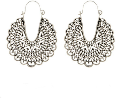 

Fabfashion Women's Fashion Simple Geometric Round Carved Triangle Design Earring Alloy Hoop Earring