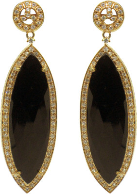 

Krishna art jewels golden party wear earrings with pears ands diaomonds Metal Drop Earring