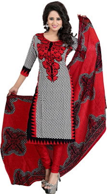 

Shree Ganesh Cotton Printed Salwar Suit Dupatta Material(Un-stitched), Black;red;white