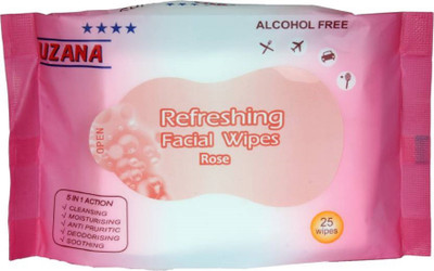 

UZANA FACIAL/FACE TISSUES -Wet-MAKEUP REMOVER-Soft -Tissue Paper Face Cleanser/Cleaning Wipes For Women & Girls-Rose(Pack of 25)