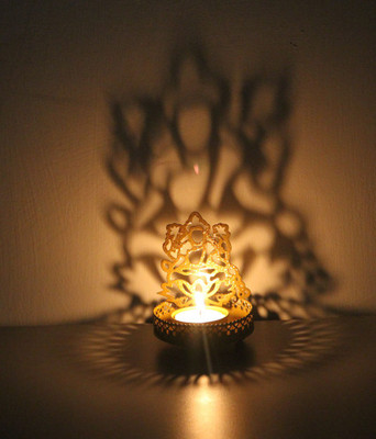 

Bliss Iron 1 - Cup Tealight Holder(Gold, Pack of 2)