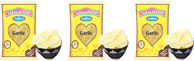 

varalakshmi Garlic Flavoured Sabudana Pappad Pack of 3-300 Grams Masala Papad 300 g(Pack of 3)