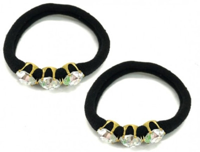 

Turqueesa 3 Stone Elastic Black Rubber Band - Pack of 2 piece Rubber Band(Gold, Black)