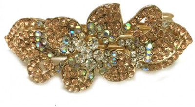 

Turqueesa Partwwear Zirconica Brown Golden Peachish Glittery Metal Big Hair Clip for girls and women Hair Clip(Gold)