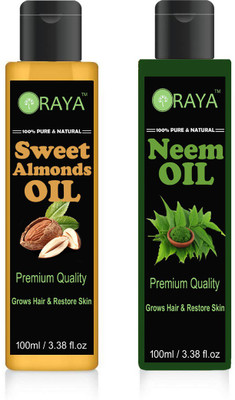 

ORAYA 100% Pure & Natural Cold Pressed Sweet Almond Oil & Neem Oil Hair Oil(200 ml)