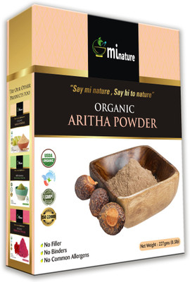 

mi nature USDA CERTIFIED Organic Aritha Powder/Soap nut Powder(Sapindus Laurifolia) FOR SILKY HAIRS(227 g)