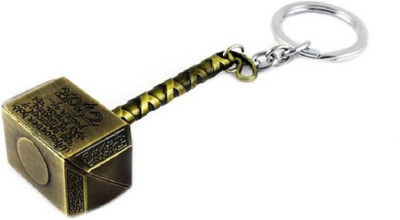 

SHT Thor Hammer Marvel Avengers Superhero Gold Metal Design-2 Key Chain (Gold) Key Chain