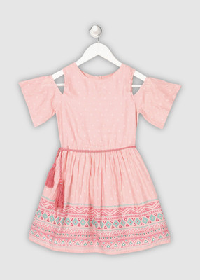 Gini Jony Girls MidiKnee Length Casual DressPink Half Sleeve