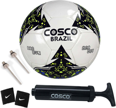 

Cosco Brazil Football Size-5 ( Color on Availability) With Football Pump and 1 Pair Wrist Band Football Kit