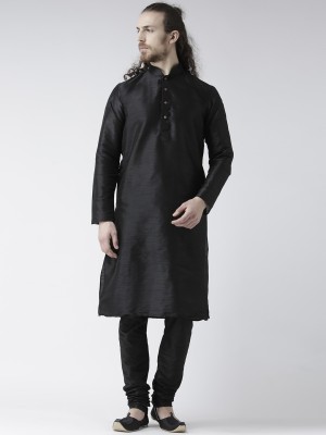 DEYANN Men Solid Straight Kurta(Black)