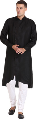 JIHUZUR Men Solid Straight Kurta(Black)