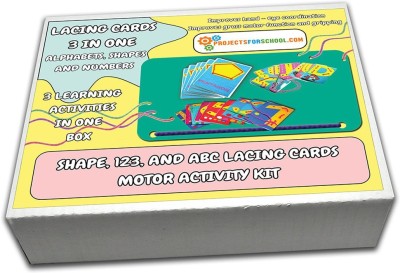 ProjectsforSchool Lacing Card 3 in 1, English Alphabet, Numbers and Shapes Lacing Cards Sensory and Motor Activity kit(Multicolor)