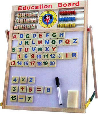 

SRMAJI STORE Educational Learning Board Multipurpose Double-Sided Magnetic Wooden Writing Learning Board Educational Board For Kids | Mathematical Calculations & English Alphabets, White and Black Board For Kids Drawing Board with Abacus, Learning Magneti