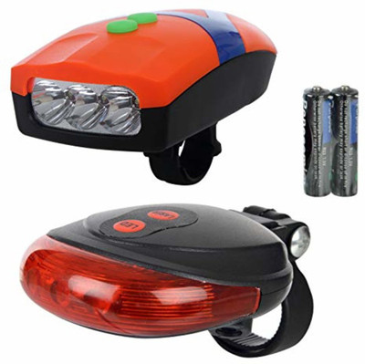 

Dark Horse Bicycle 3 LED 3 Mode Front Light & Horn & 2 Laser Beams Tail Light Combo LED Front Rear Light Combo(Orange)