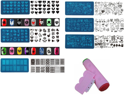 

SYGA Style-3 Set of 6 Nail Plates Nail Art Image Stamping Plates Nail Sticker(Silver)
