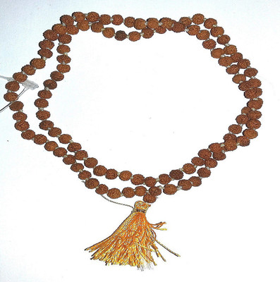 

Jaipur Gemstone Panchmukhi RudRAksh Moksh Mala Wood Chain