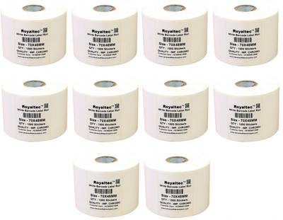 

Royaltec 70X48MM Barcode Labels Premium Quality Set of 10 Self-adhesive Paper Label(White)