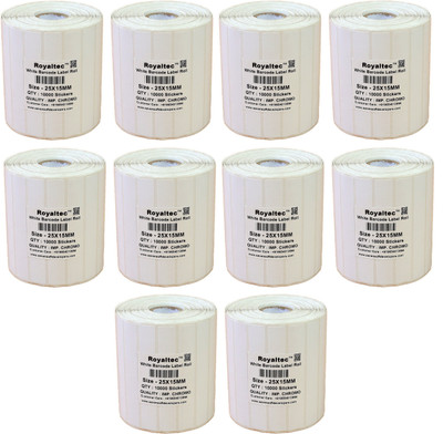 

Royaltec 25X15MM Barcode Labels Premium Quality Set of 10 Self-adhesive Paper Label(White)
