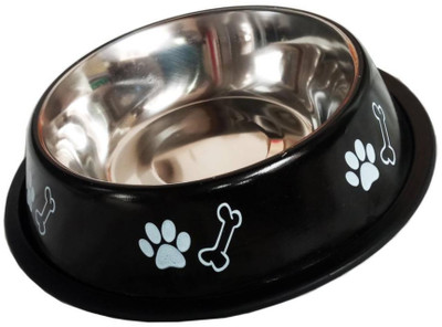 UDAK Round Steel Pet Bowl(450 ml Black)