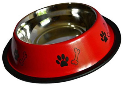 

UDAK Round Steel Pet Bowl(450 ml Red)