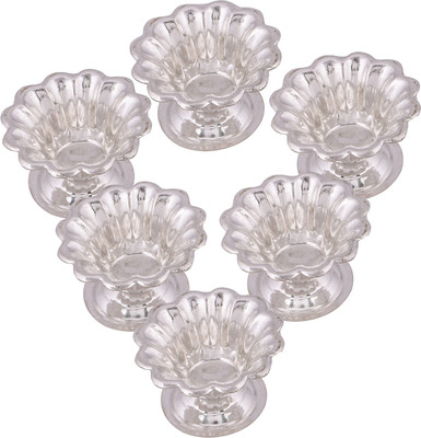 

Shreeng silver plated set of 6 sunflower diyas 6 pcs. Stainless Steel(Silver)
