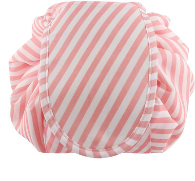 

divinezon Travel Pouch Cosmetic Bag Makeup Storage Lazy Drawstring Bag Waterproof Pink color Cosmetic Bag(Pink, White)